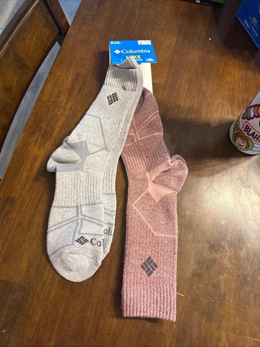 Columbia Men's Performance Crew Socks - Gray and Mauve (2-Pack)